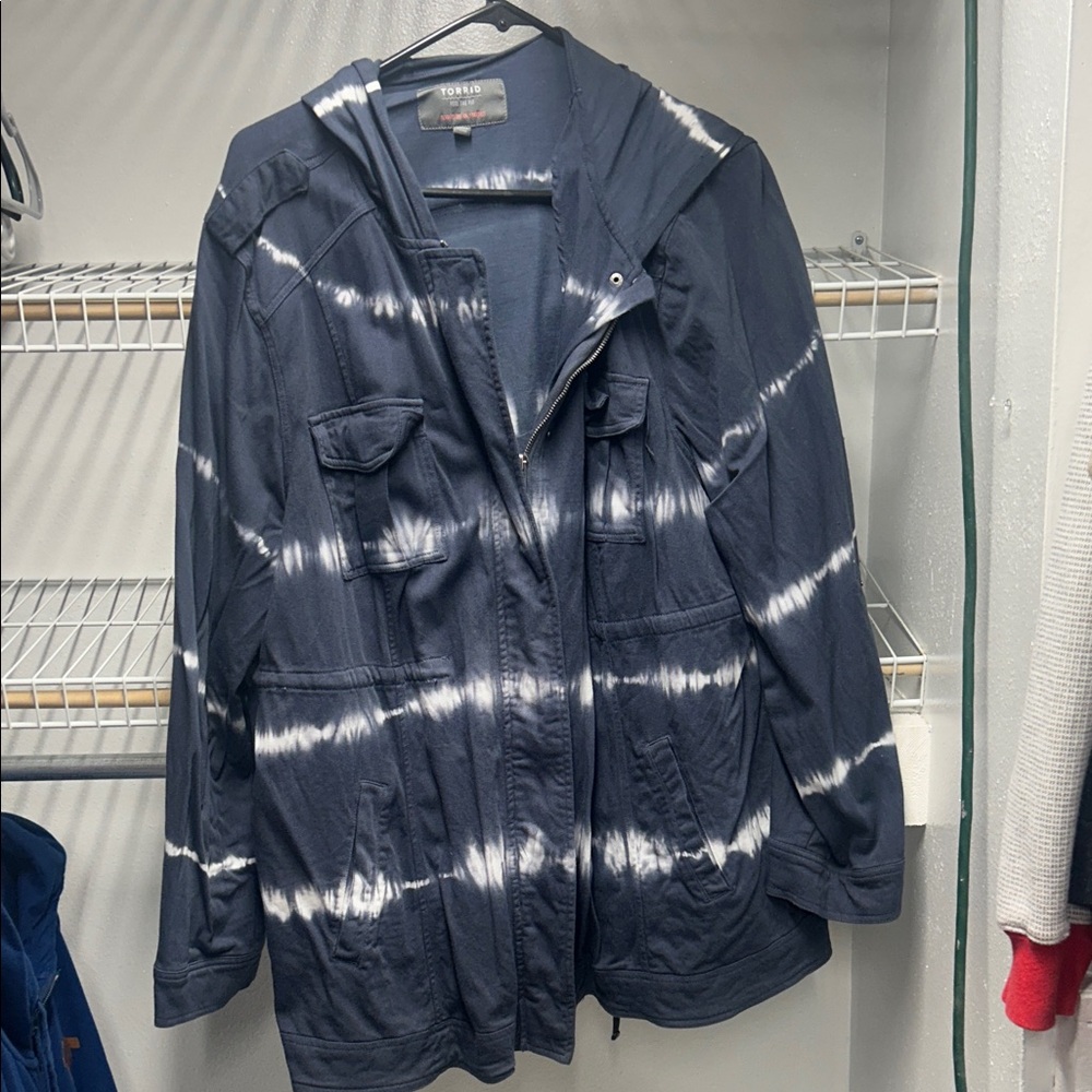 torrid Navy Blue and White Tie-Dye Utility Jacket